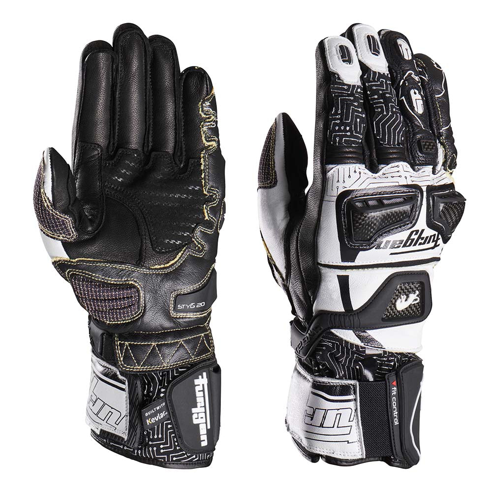 Furygan Styg20 Kevlar motorhandschoenen leer sportief met palm slider zwart wit