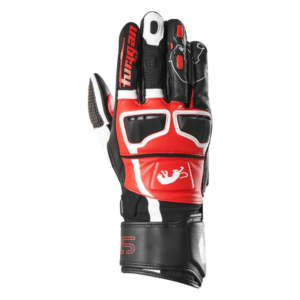 Furygan Styg 15 motorcycle gloves leather sporty with knuckle protection black white red