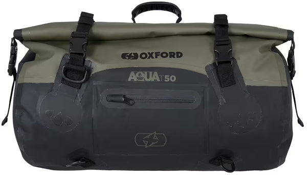 Oxford Aqua T-50 Luggage Roll Khaki Black – 50L Waterproof Motorcycle Bag