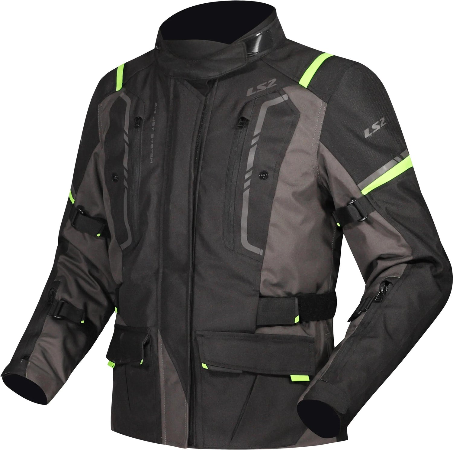 LS2 Narvik Zwart/Grijs/Neon Geel Motorjas