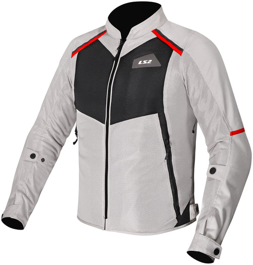 LS2 Breeze Man Grau Schwarz Rot Motorradjacke