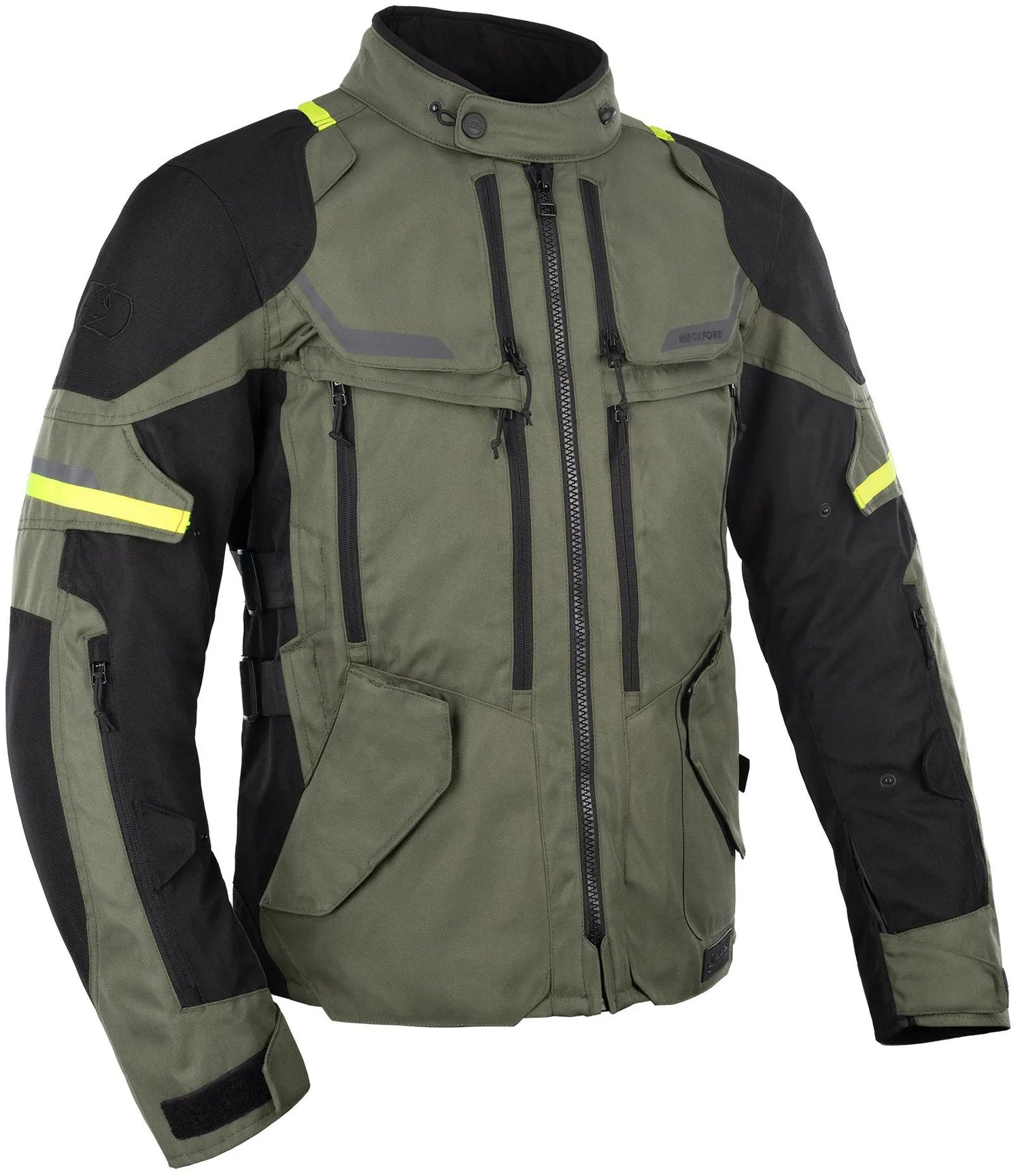 Oxford Rockland Motorjas Heren - Kaki/Zwart/Fluo