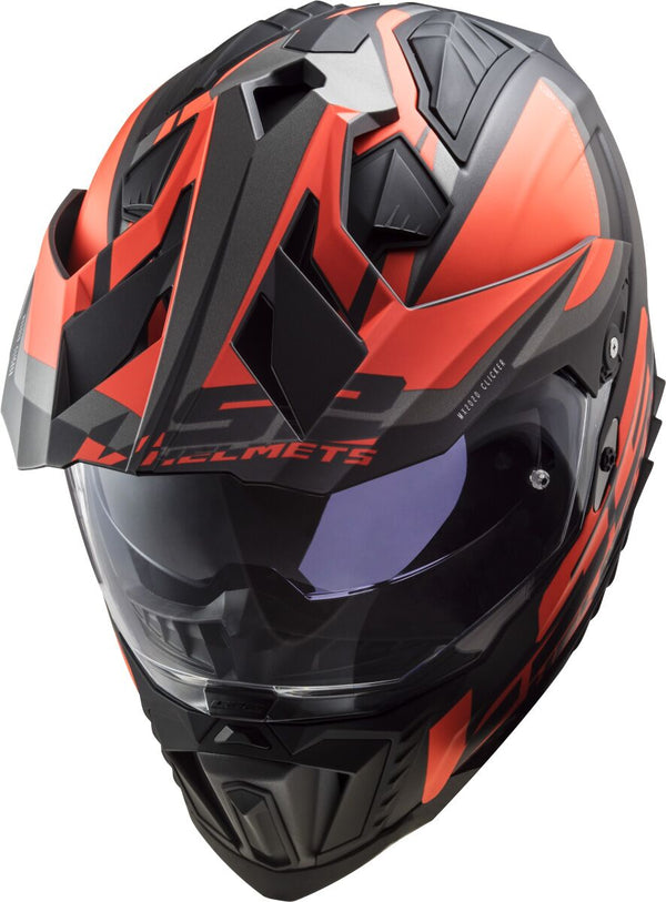 LS2 MX701 Explorer Alter Zwart/Neon Oranje Mat Adventurehelm ECE 22.06