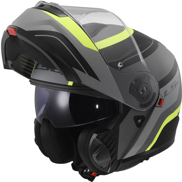 LS2 FF908 Strobe II Monza Zwart/Neongeel Mat Systeemhelm ECE 22.06