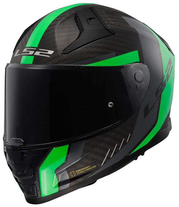 LS2 FF811 Vector II Carbon Grid Zwart/Groen Mat Integraalhelm ECE 22.06