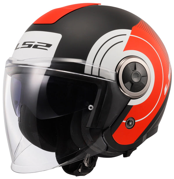 LS2 OF620 Classy Disko Zwart/Rood/Wit Mat Jethelm ECE 22.06