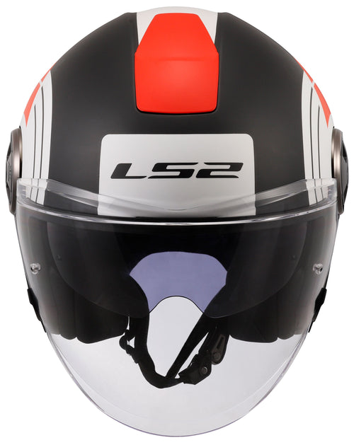 LS2 OF620 Classy Disko Zwart/Rood/Wit Mat Jethelm ECE 22.06