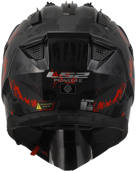 LS2 MX702 Pioneer II Crazy Zwart/Rood Adventurehelm ECE 22.06 – foto 2