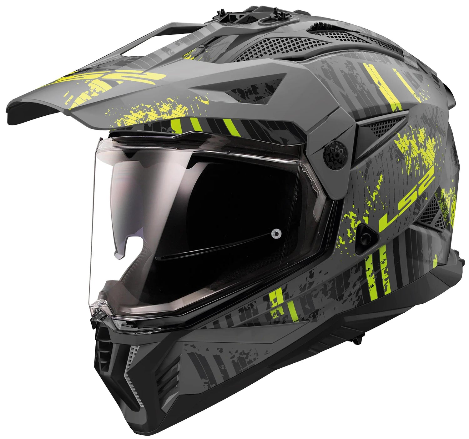 LS2 MX702 Pioneer II Crazy Zwart/Geel Endurohelm ECE 22.06