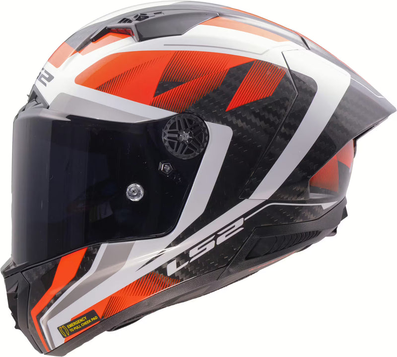 LS2 FF805 Thunder GP Raute – White / Red | Carbon Racehelm