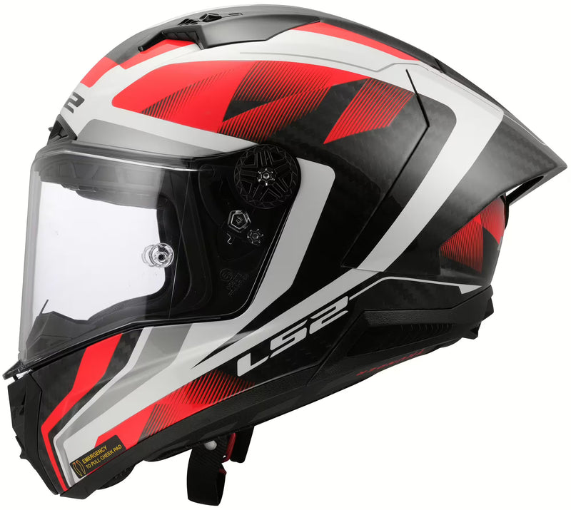 LS2 FF805 Thunder GP Raute – White / Red | Carbon Racehelm