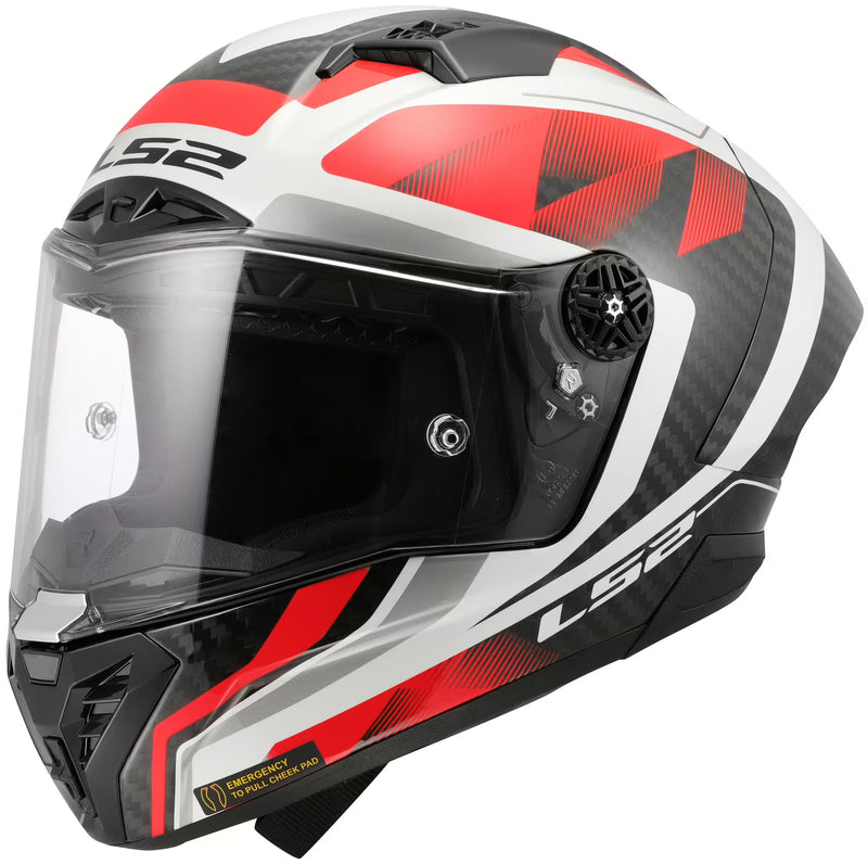 LS2 FF805 Thunder GP Raute – White / Red | Carbon Racehelm