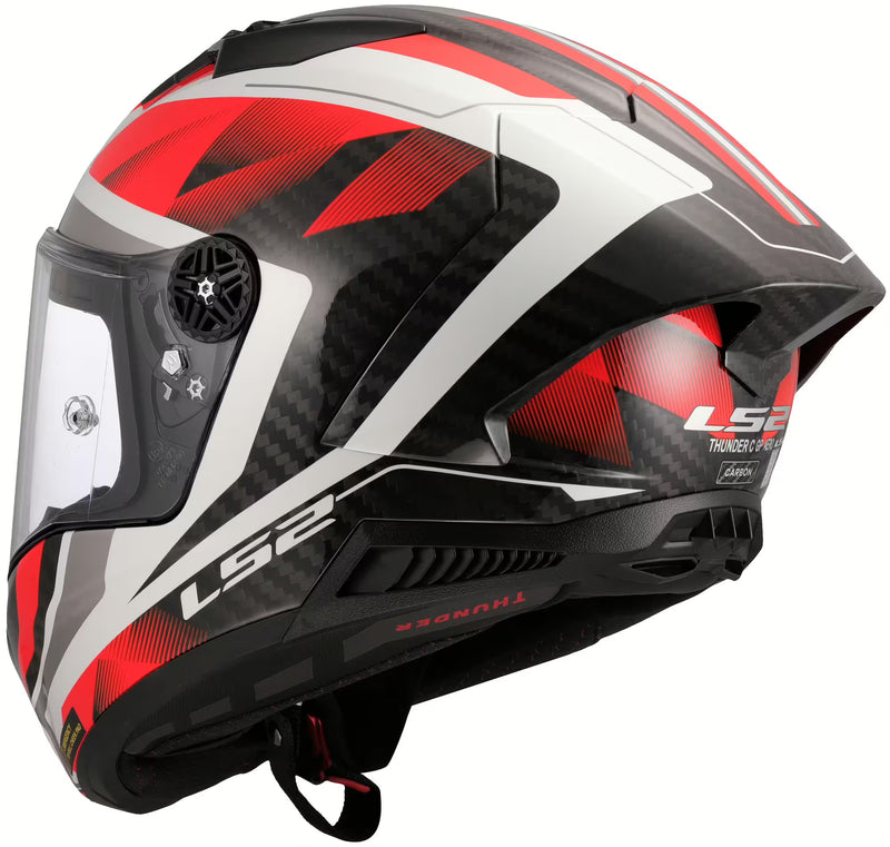 LS2 FF805 Thunder GP Raute – White / Red | Carbon Racehelm
