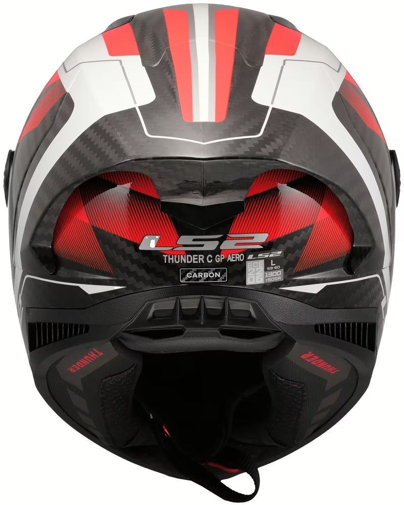 LS2 FF805 Thunder GP Raute – White / Red | Carbon Racehelm