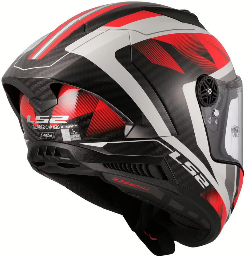 LS2 FF805 Thunder GP Raute – White / Red | Carbon Racehelm