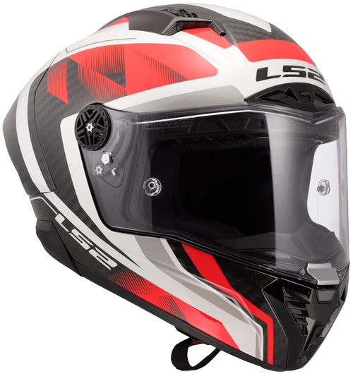 LS2 FF805 Thunder Carbon GP Raute Wit/Rood Integraalhelm ECE 22.06