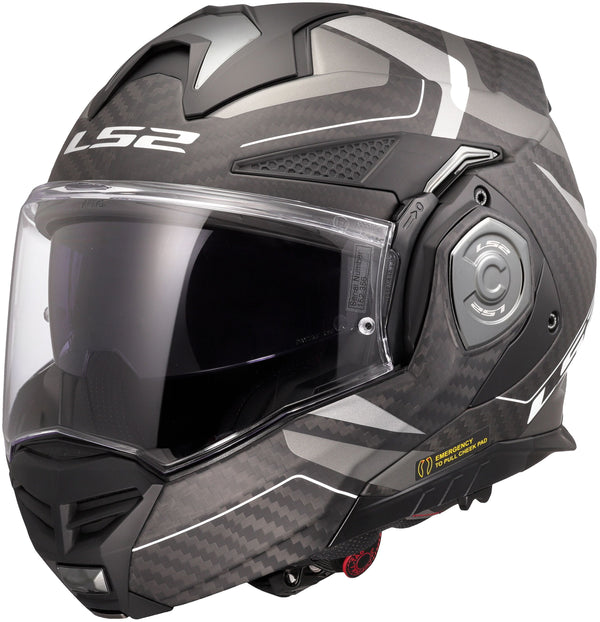 LS2 FF901 Advant X Carbon Horizon Zwart/Zilvergrijs Mat Systeemhelm ECE 22.06
