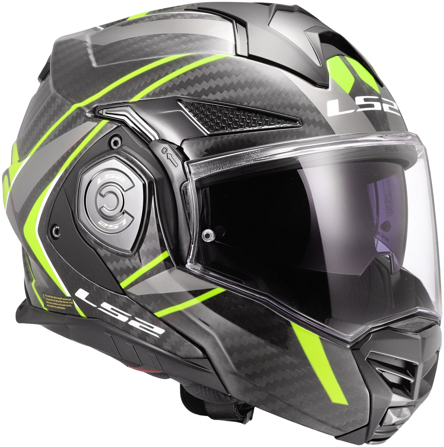 LS2 FF901 Advant X Carbon Future II Zwart/Neongeel Systeemhelm ECE 22.06
