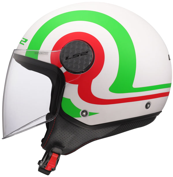 LS2 OF558 Sphere Lux II Urby Wit Mat/Groen/Rood Jethelm ECE 22.06
