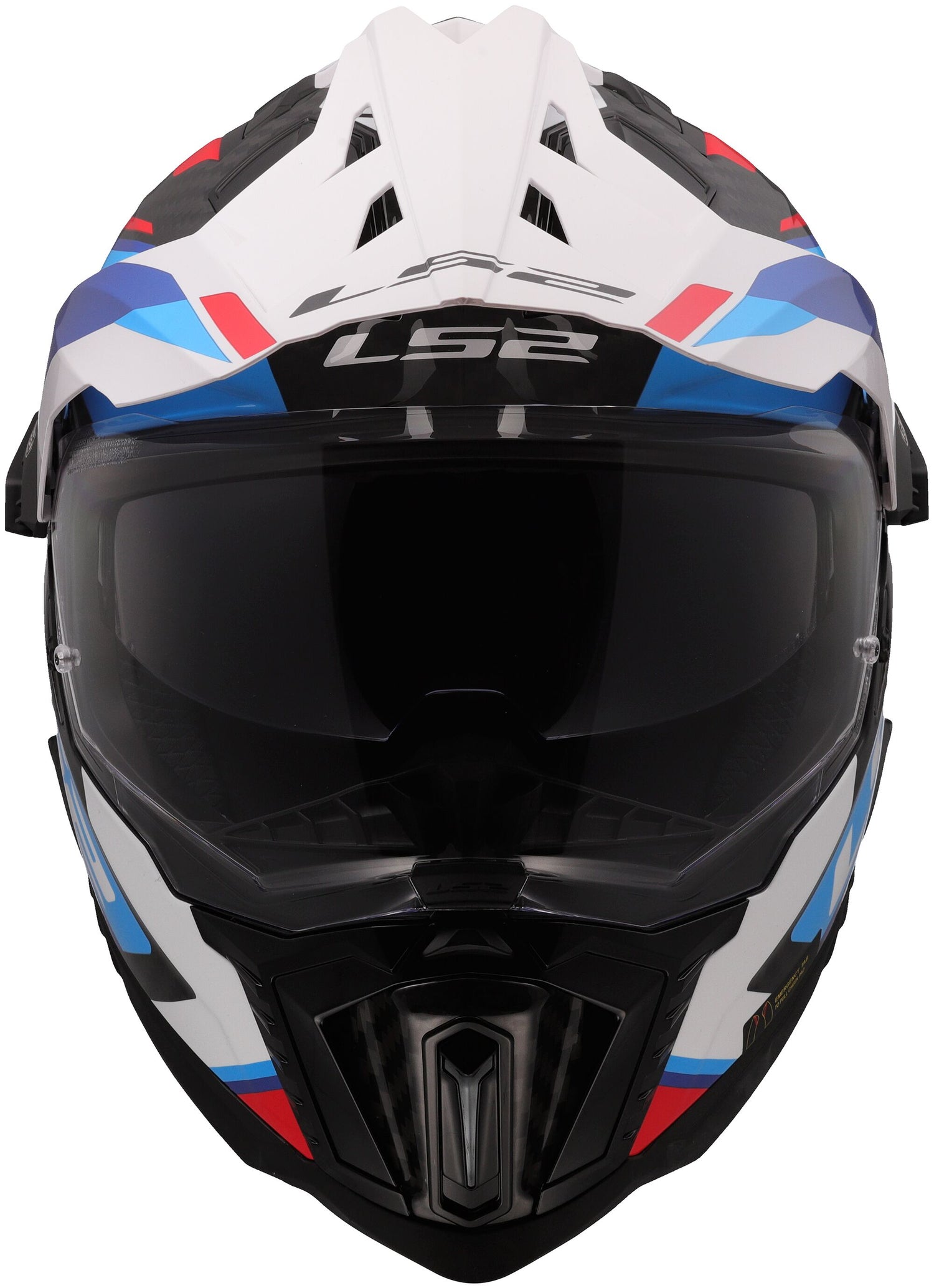 LS2 MX701 Explorer Carbon Frontier II Wit/Blauw/Zwart, 63/64 = XXL Adventurehelm ECE 22.06