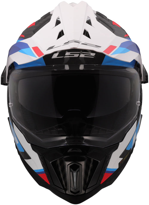 LS2 MX701 Explorer Carbon Frontier II Wit/Blauw/Zwart, 63/64 = XXL Adventurehelm ECE 22.06