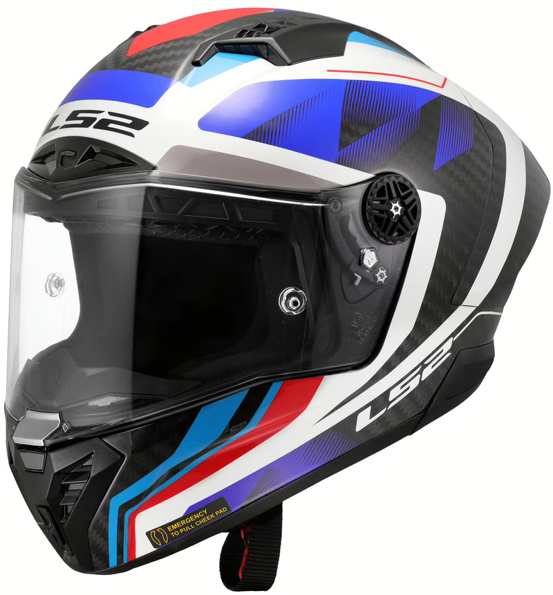 LS2 FF805 Thunder GP Raute – Blue / Red | Carbon Racehelm