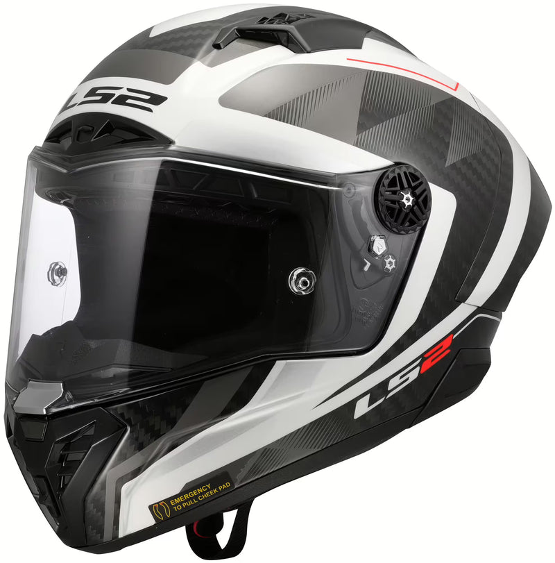 LS2 FF805 Thunder GP Raute – White / Grey | Carbon Racehelm