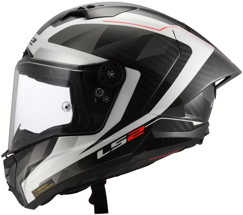 LS2 FF805 Thunder GP Raute – White / Grey | Carbon Racehelm