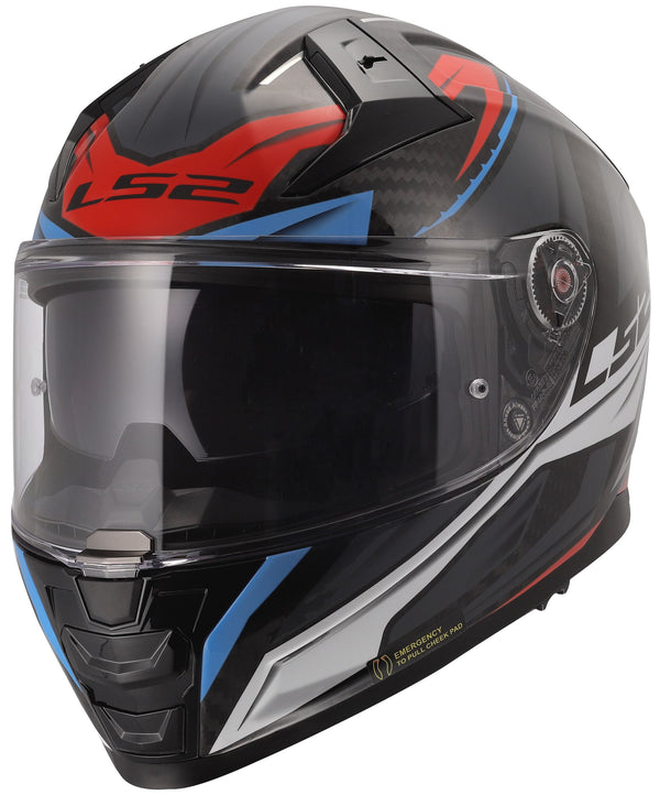 LS2 FF811 Vector II Carbon Savage Grijs/Wit/Rood Integraalhelm ECE 22.06