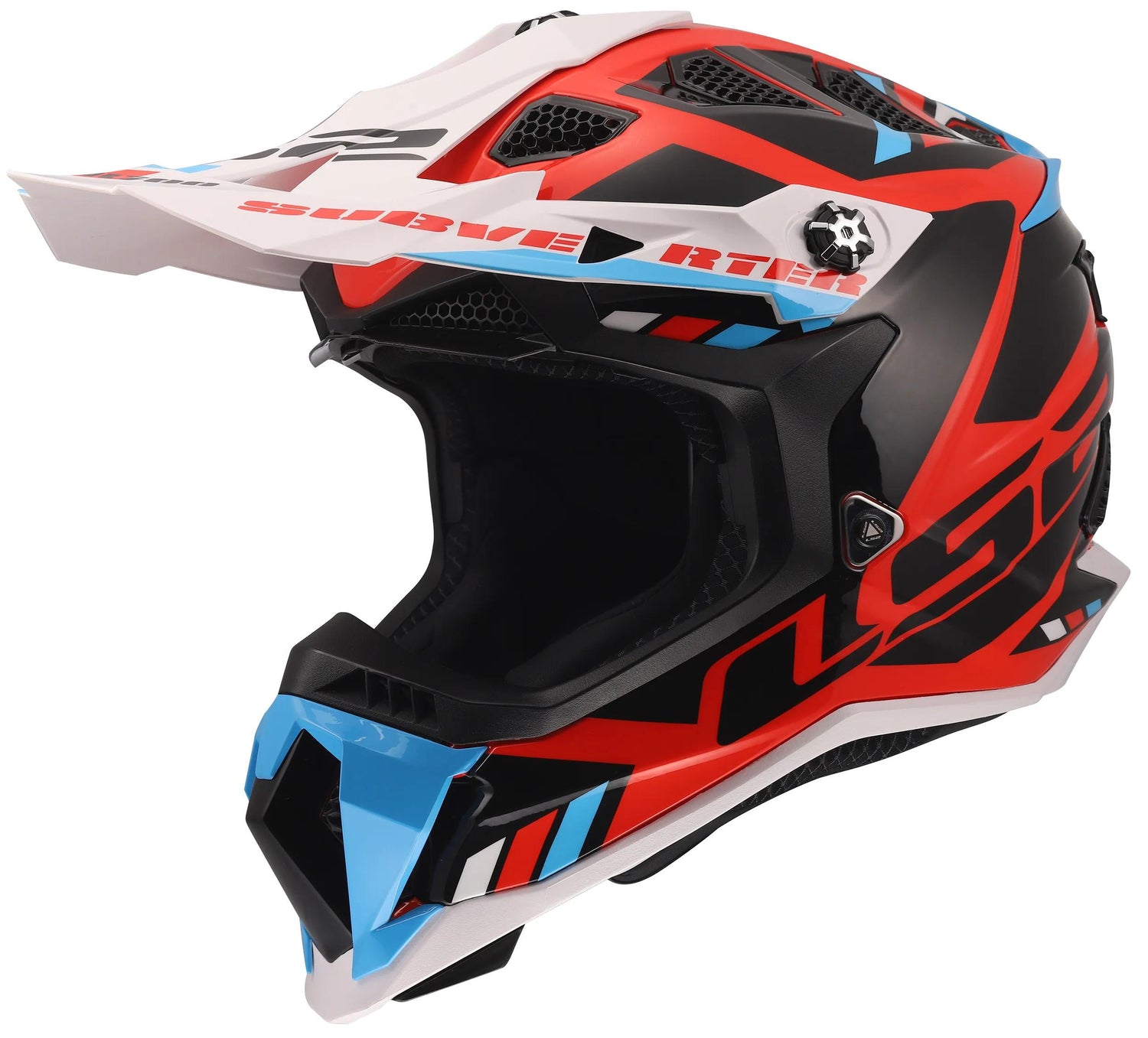 LS2 MX700 Subverter Evo II Stomp Wit/Blauw/Rood Crosshelm ECE 22.06