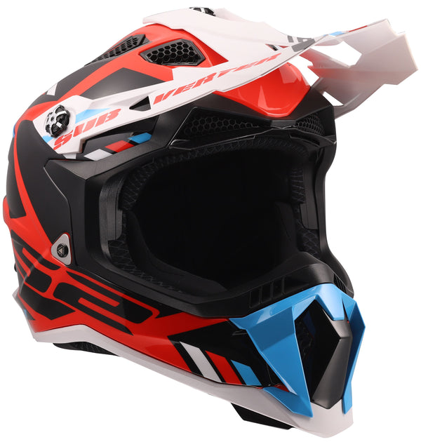 LS2 MX700 Subverter Evo II Stomp Wit/Blauw/Rood Crosshelm ECE 22.06