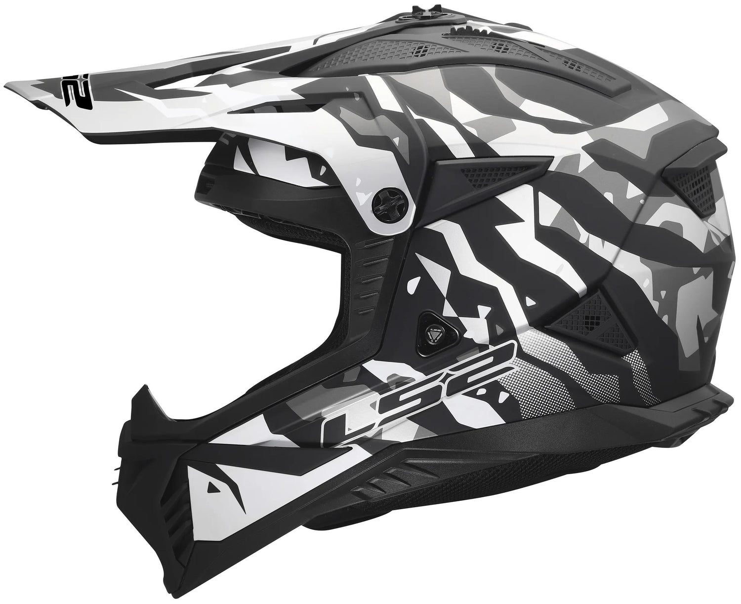 LS2 MX708 Fast II Grotesk Mat Zwart/Grijs Crosshelm ECE 22.06