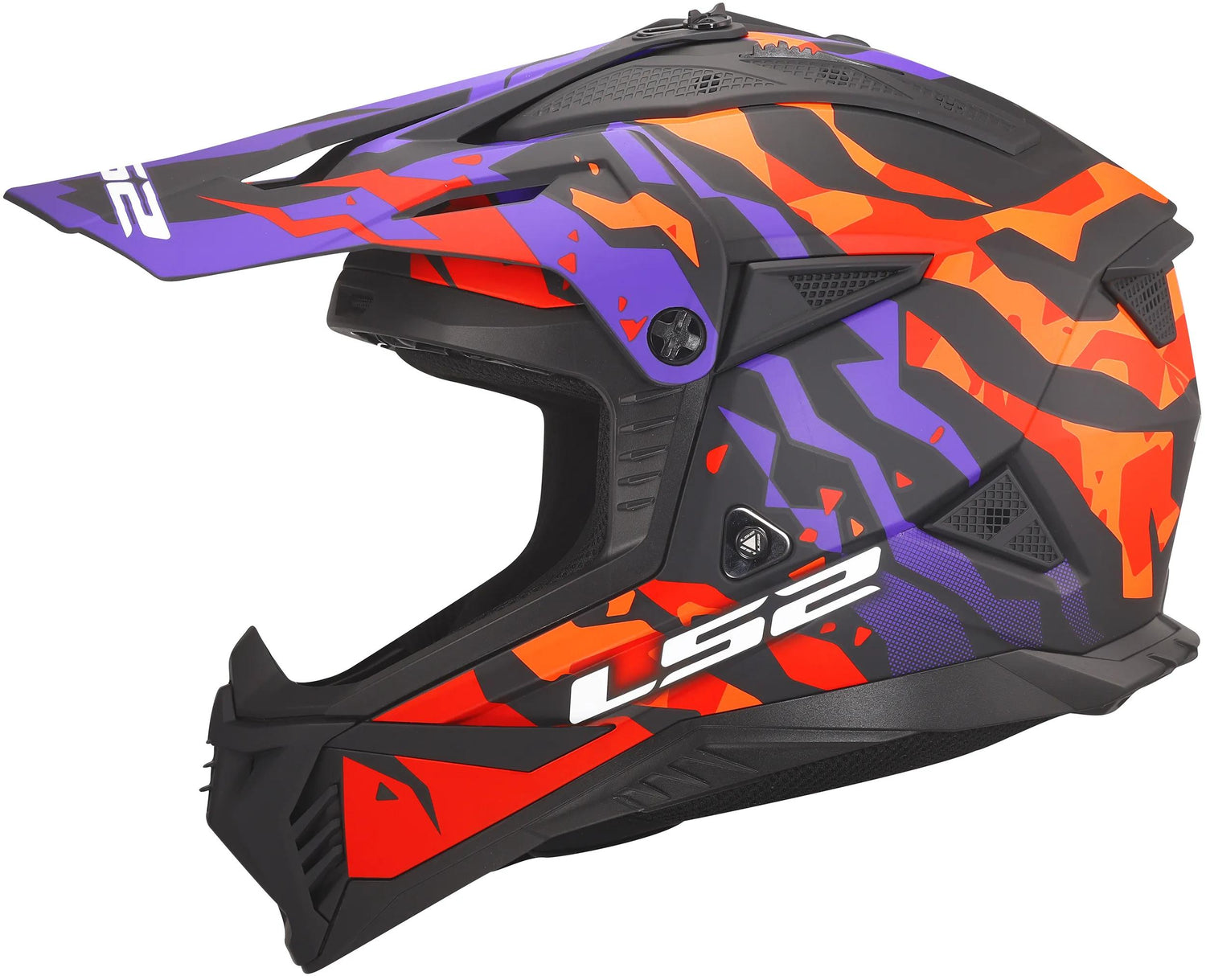 LS2 MX708 Fast II Grotesk Paars/Oranje Mat Crosshelm ECE 22.06