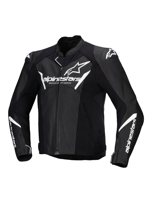 Alpinestars Faster v3 Airflow Schwarz/Weiß Leder Motorradjacke