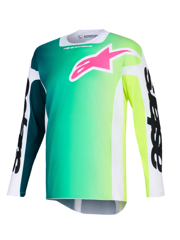 Alpinestars Racer Portl Groen/Wit/Zwart Crossshirt