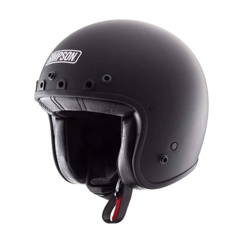 Simpson Chopper Solid Matt Black Jethelm Custom Motorhelm D-Ring