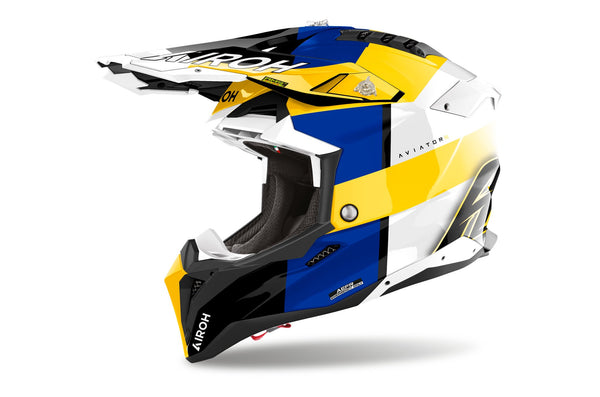 Airoh Aviator 3 Monarch Blue/Yellow Gloss Crosshelm