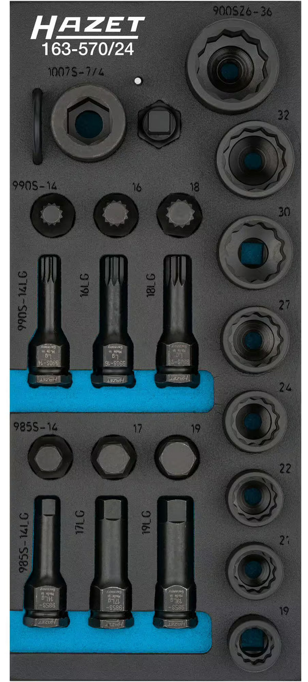Hazet 1/3 inzetstuk, incl. 1/2" Dopsleutel sets, 24 st.