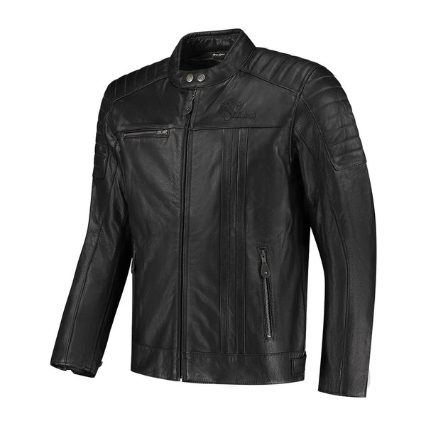 Rusty Stitches Cooper Leren Motorjas AA Retro Zwart Met Protectie
