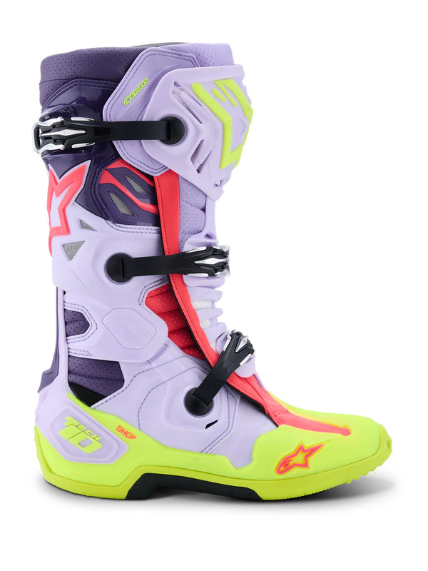 Alpinestars Vented Tech 10 Purple/Fluo Yellow/Pink Motocross Boots