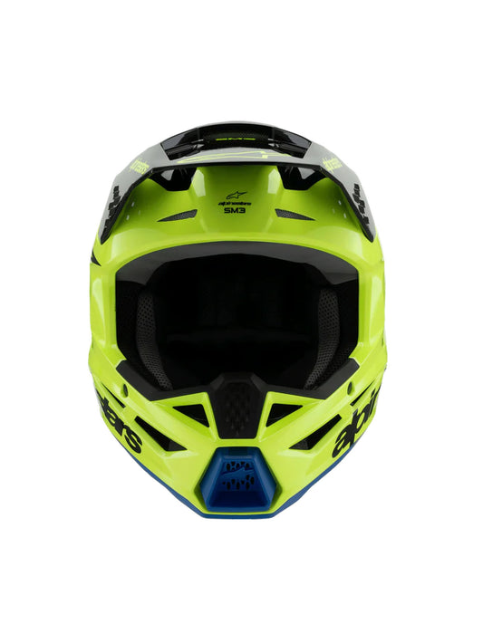 Alpinestars SM3 Youth Radium Fluogelb/Schwarz/Blau Crosshelm