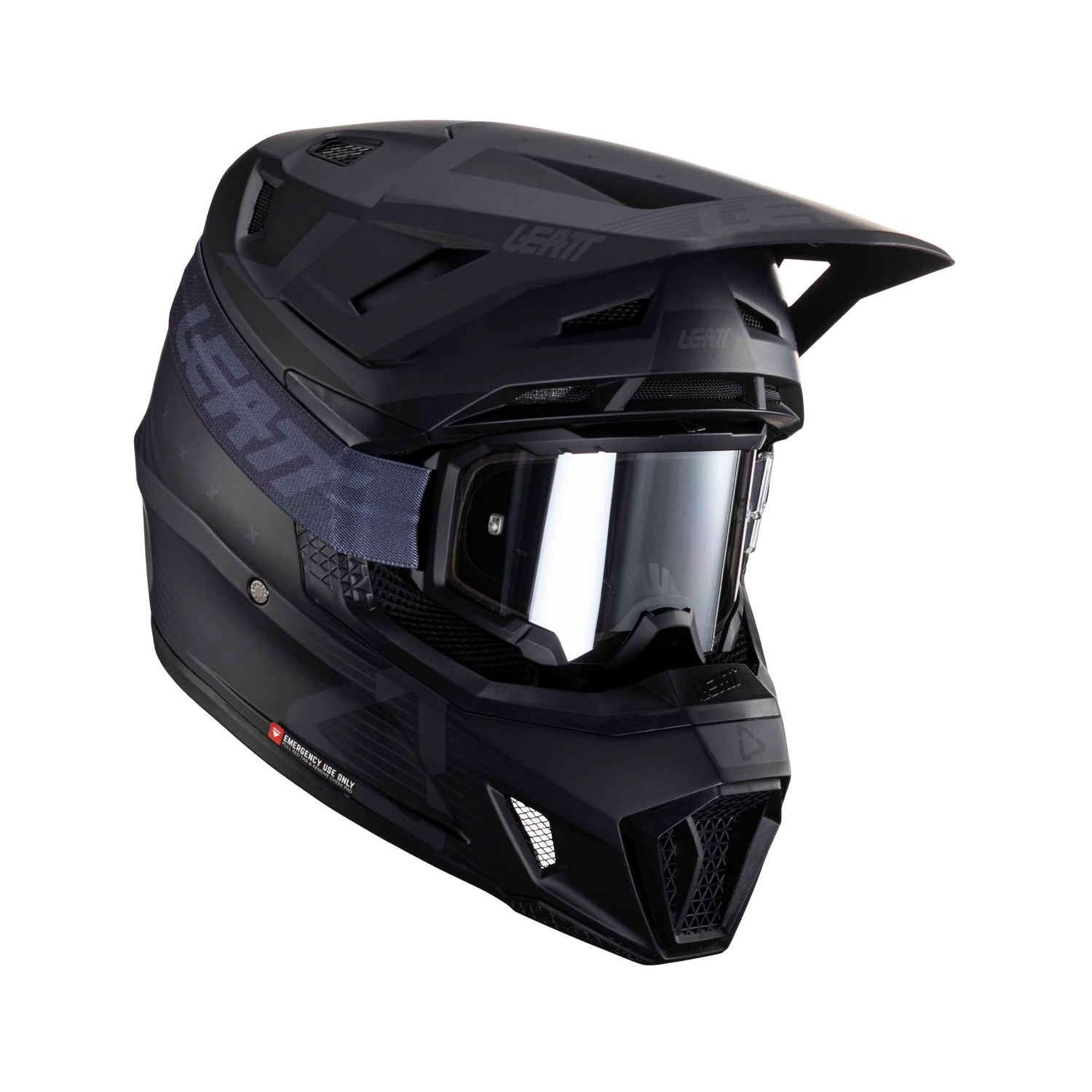 Leatt Moto 7.5 Motorradhelm-Set ECE 22.06 mit Velocity 4.5 Brille Stealth Schwarz/Grau