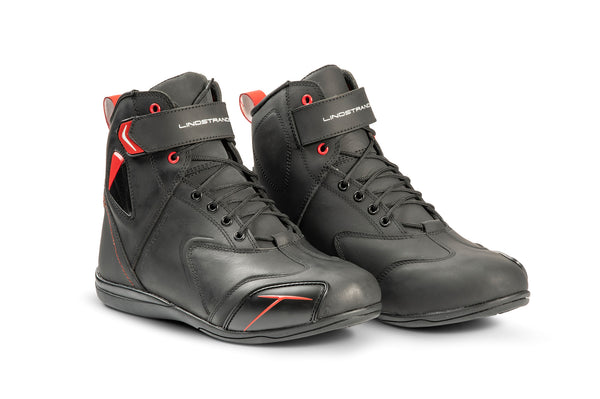 Lindstrands Sport Leder-Motorradstiefel Schwarz