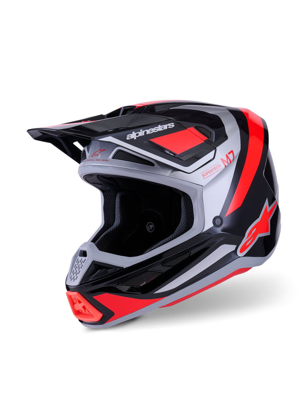 Alpinestars S-M7 Rise Zwart/Zilver/Fluorood Crosshelm
