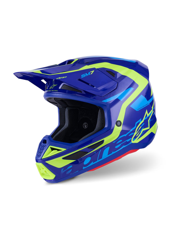 Alpinestars S-M7 Deed Blue/Fluo Yellow Motocross Helmet