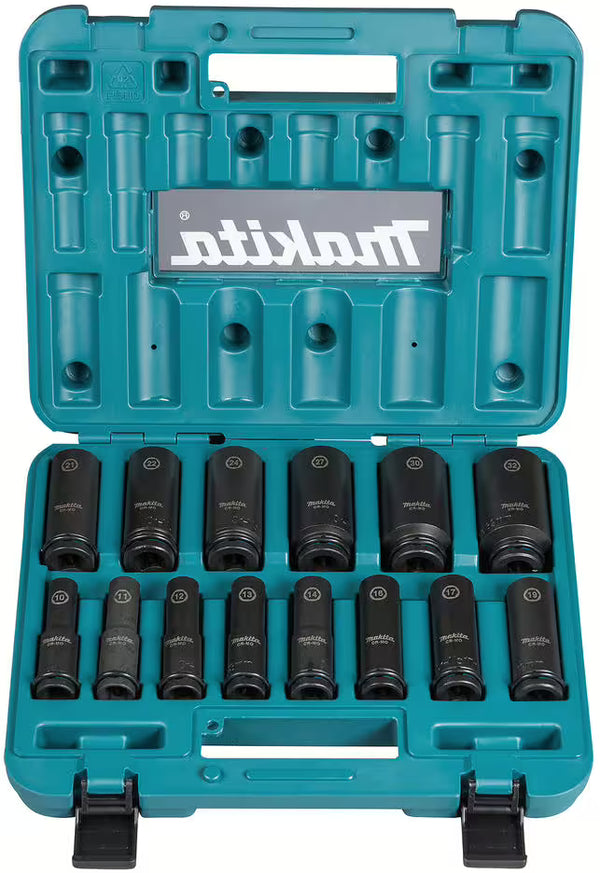 MAKITA impact wrench set incl. IMPACT BLACK impact socket set, 14 pieces