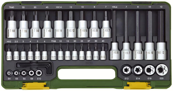 Dopsleutel set 42-delig, in kunststof koffer