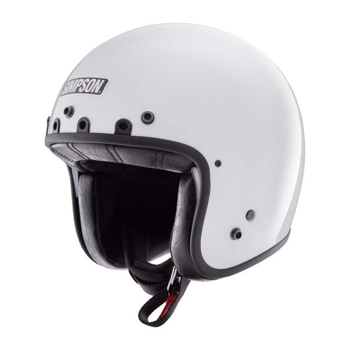 Simpson Chopper Solid White Jethelm Custom Motorhelm D-Ring