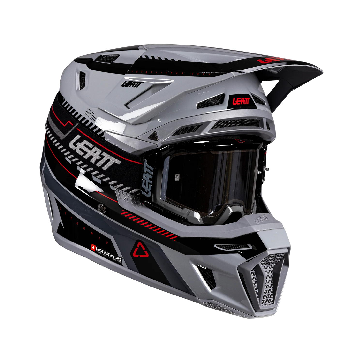Leatt Moto 8.5 Motorradhelm-Set ECE 22.06 mit Velocity 5.5 Brille, Grau