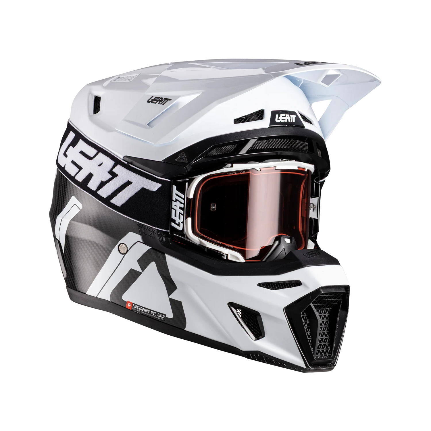 Leatt Moto 9.5 Carbon Motorradhelm-Set ECE 22.06 mit Velocity 6.5 Brille, Weiß